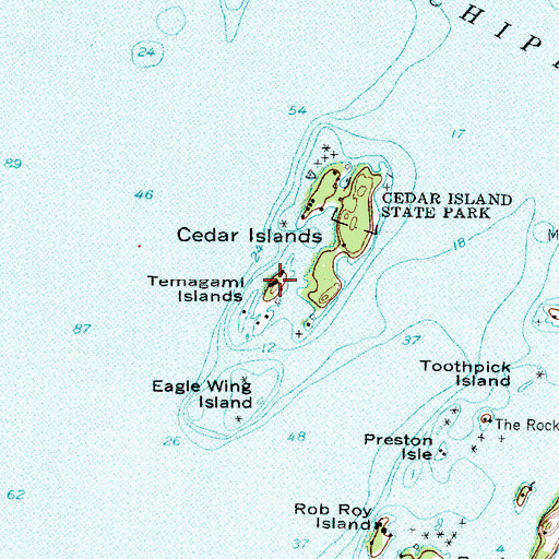 Topographic Map of Temagami Islands, NY