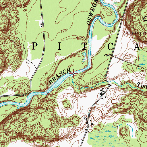 Topographic Map of Toothaker Creek, NY