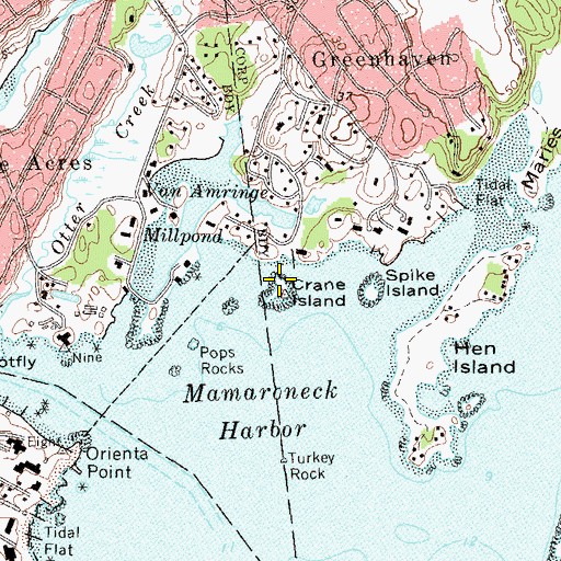 Topographic Map of Crane Island, NY