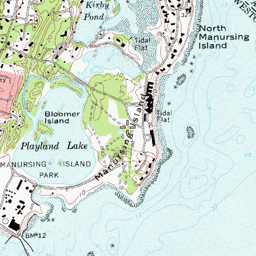 Topographic Map of Manursing Island, NY