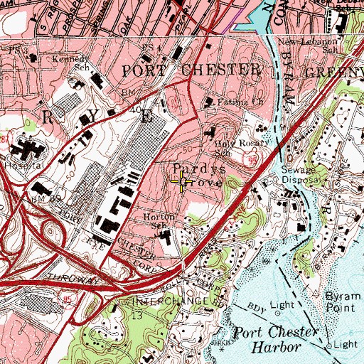 Topographic Map of Purdys Grove, NY