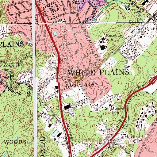 Topographic Map of Rosedale, NY