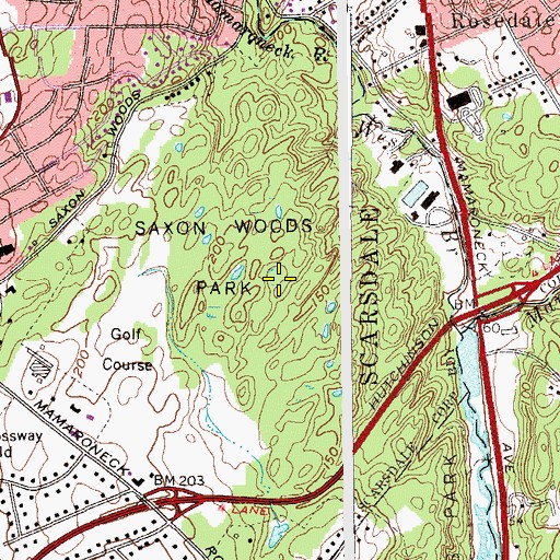 Topographic Map of Saxon Woods Park, NY