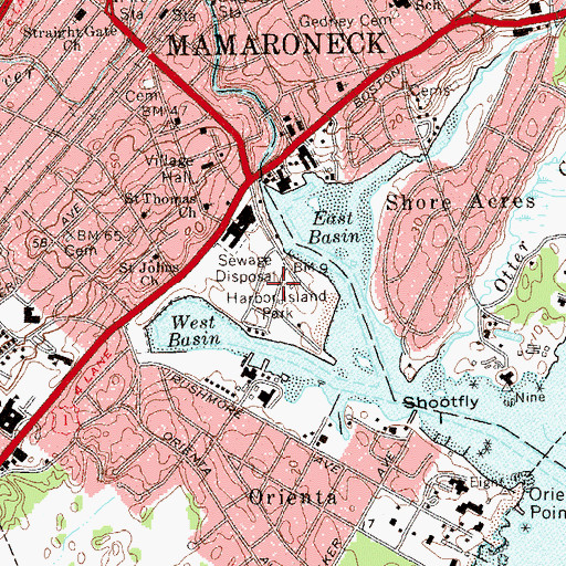 Topographic Map of Harbor Island, NY