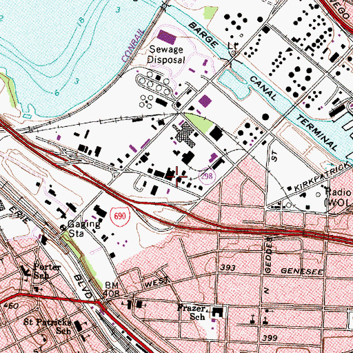 Topographic Map of WJFG-AM (Solvay), NY