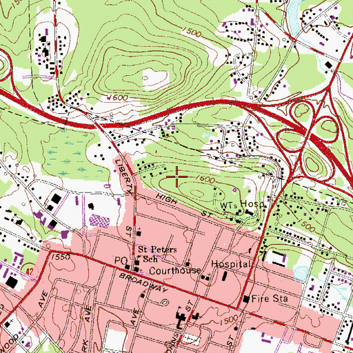 Topographic Map of WSUL-FM (Monticello), NY