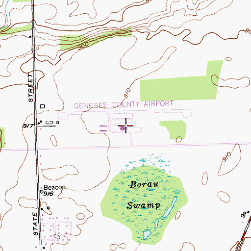 Topographic Map of Genesee County Airport, NY