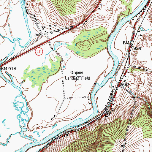 Topographic Map of Greene Airport, NY