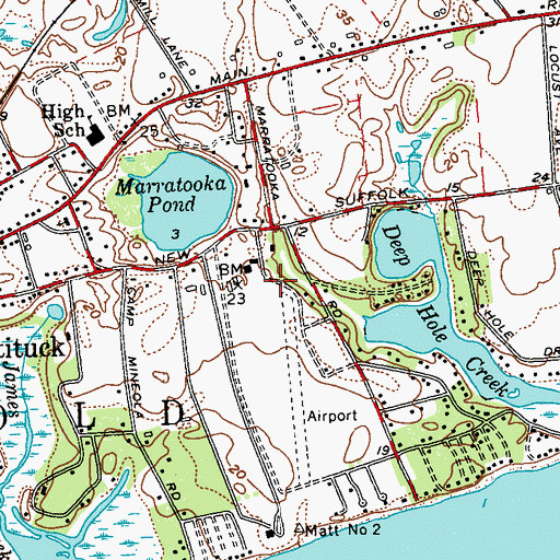 Topographic Map of Mattituck Airport, NY