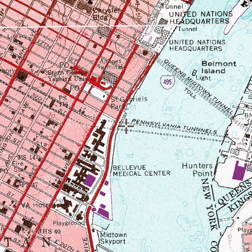 Topographic Map of East 34th Street Heliport, NY
