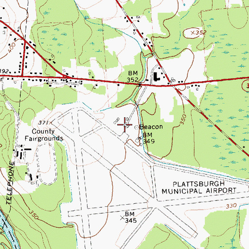 Topographic Map of Clinton County Airport (historical), NY