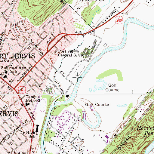 Topographic Map of Port Jervis Fire Department Heliport, NY