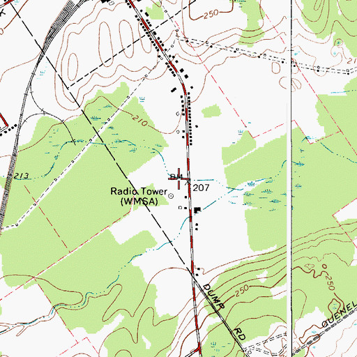 Topographic Map of WMSA-AM (Massena), NY