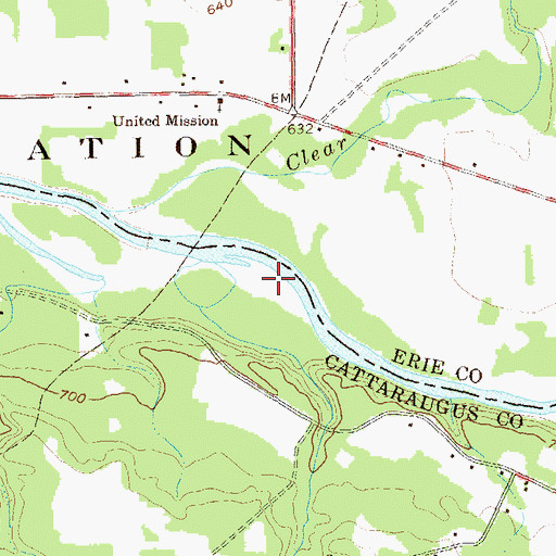 Topographic Map of Cattaraugus Reservation, NY
