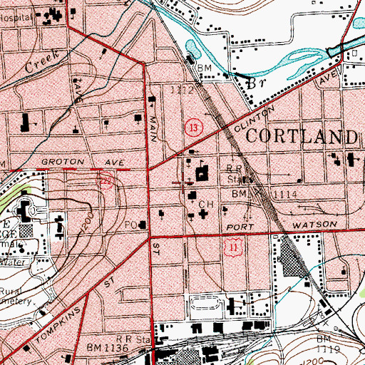 Topographic Map of City of Cortland, NY