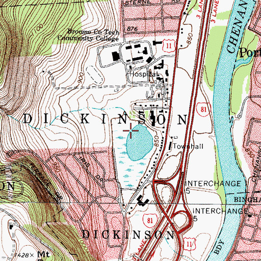 Topographic Map of Town of Dickinson, NY