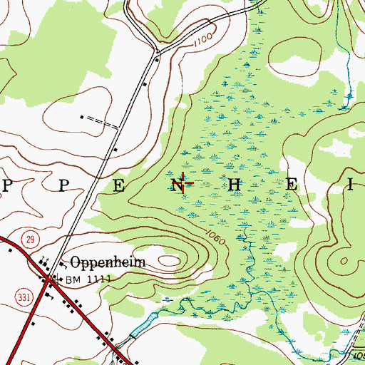 Topographic Map of Town of Oppenheim, NY