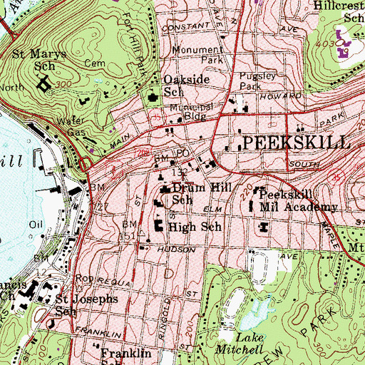 Topographic Map of City of Peekskill, NY