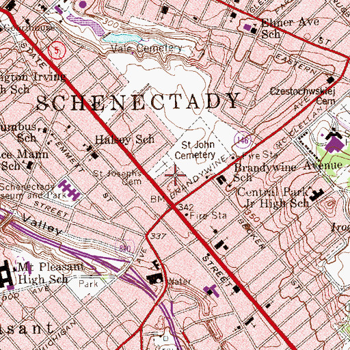 Topographic Map of City of Schenectady, NY