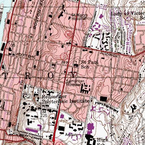 Topographic Map of City of Troy, NY