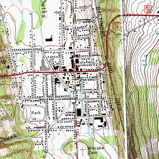 Topographic Map of Town of Warsaw, NY