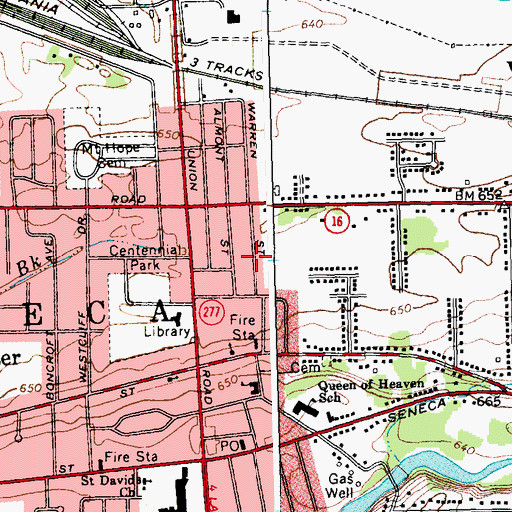 Topographic Map of Town of West Seneca, NY