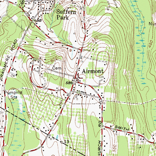 Topographic Map of Airmont, NY