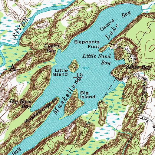 Topographic Map of Muskellunge Lake, NY