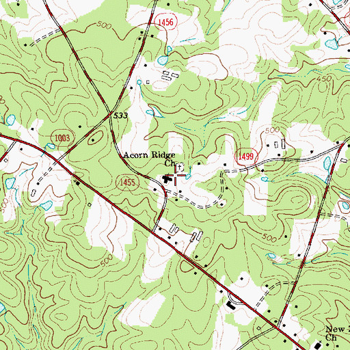 Topographic Map of Acorn Ridge Church, NC