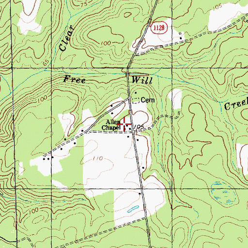 Topographic Map of Allen Chapel, NC