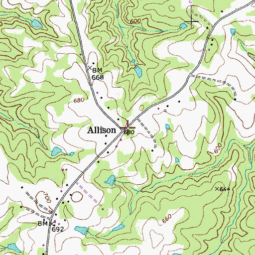 Topographic Map of Allison, NC