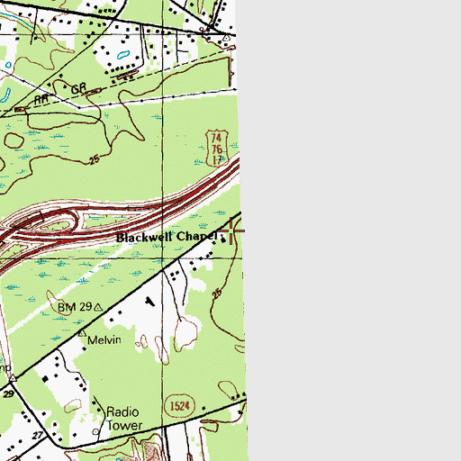 Topographic Map of Ame Church, NC