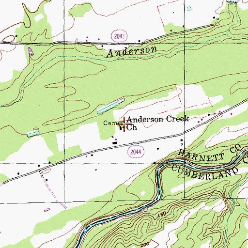 Topographic Map of Anderson Creek Church, NC