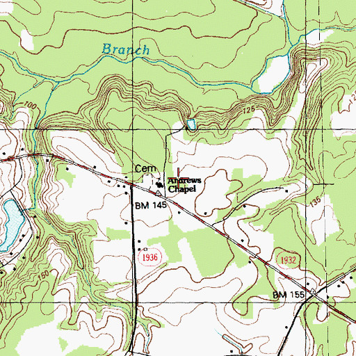 Topographic Map of Andrews Chapel, NC