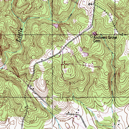 Topographic Map of Andrews Grove Church, NC
