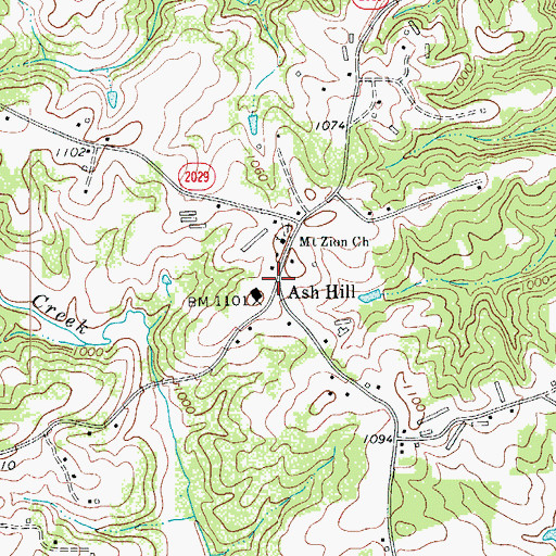 Topographic Map of Ash Hill, NC