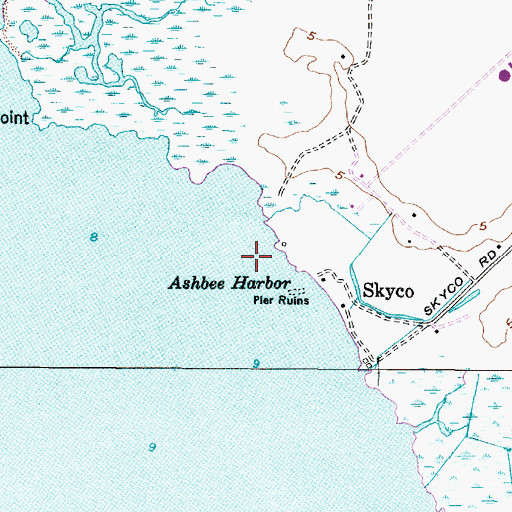 Topographic Map of Ashbee Harbor, NC