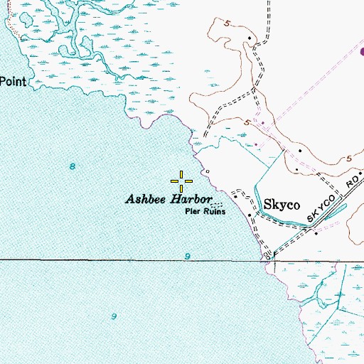 Topographic Map of Ashbee Harbor, NC