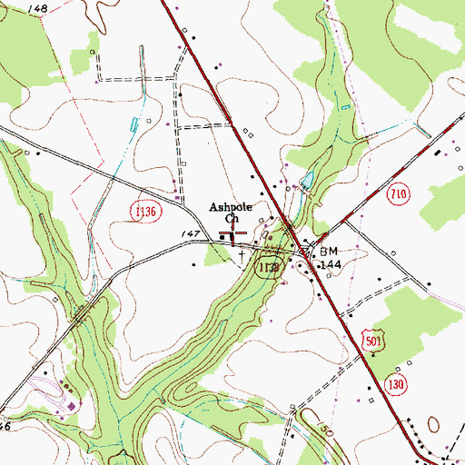 Topographic Map of Ashpole Presbyterian Church, NC