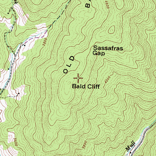 Topographic Map of Bald Cliff, NC