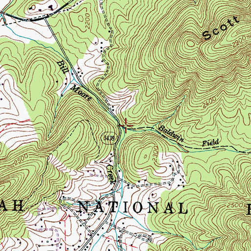 Topographic Map of Baldwin Field Branch, NC
