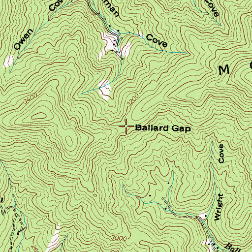 Topographic Map of Ballard Gap, NC