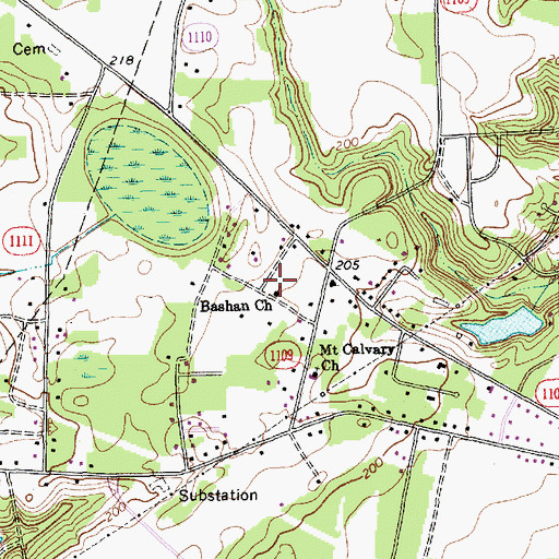 Topographic Map of Bashan Church, NC