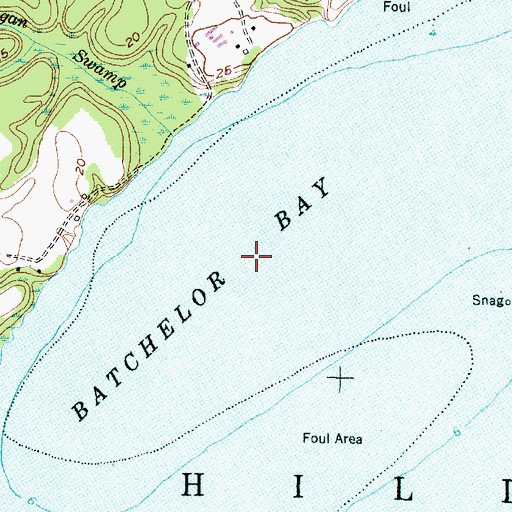 Topographic Map of Batchelor Bay, NC