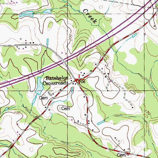 Topographic Map of Batchelor Crossroads, NC