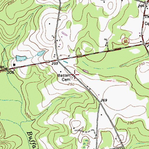 Topographic Map of Batten Cemetery, NC