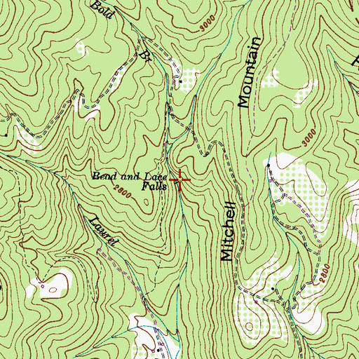 Topographic Map of Bead and Lace Falls, NC