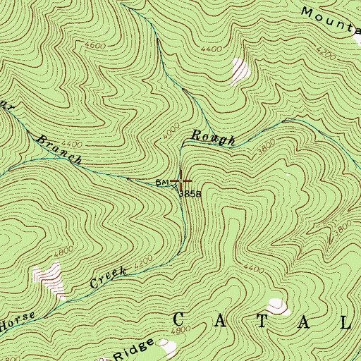 Topographic Map of Bear Branch, NC