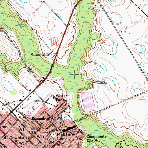 Topographic Map of Bear Creek, NC