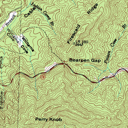 Topographic Map of Bearpen Gap, NC